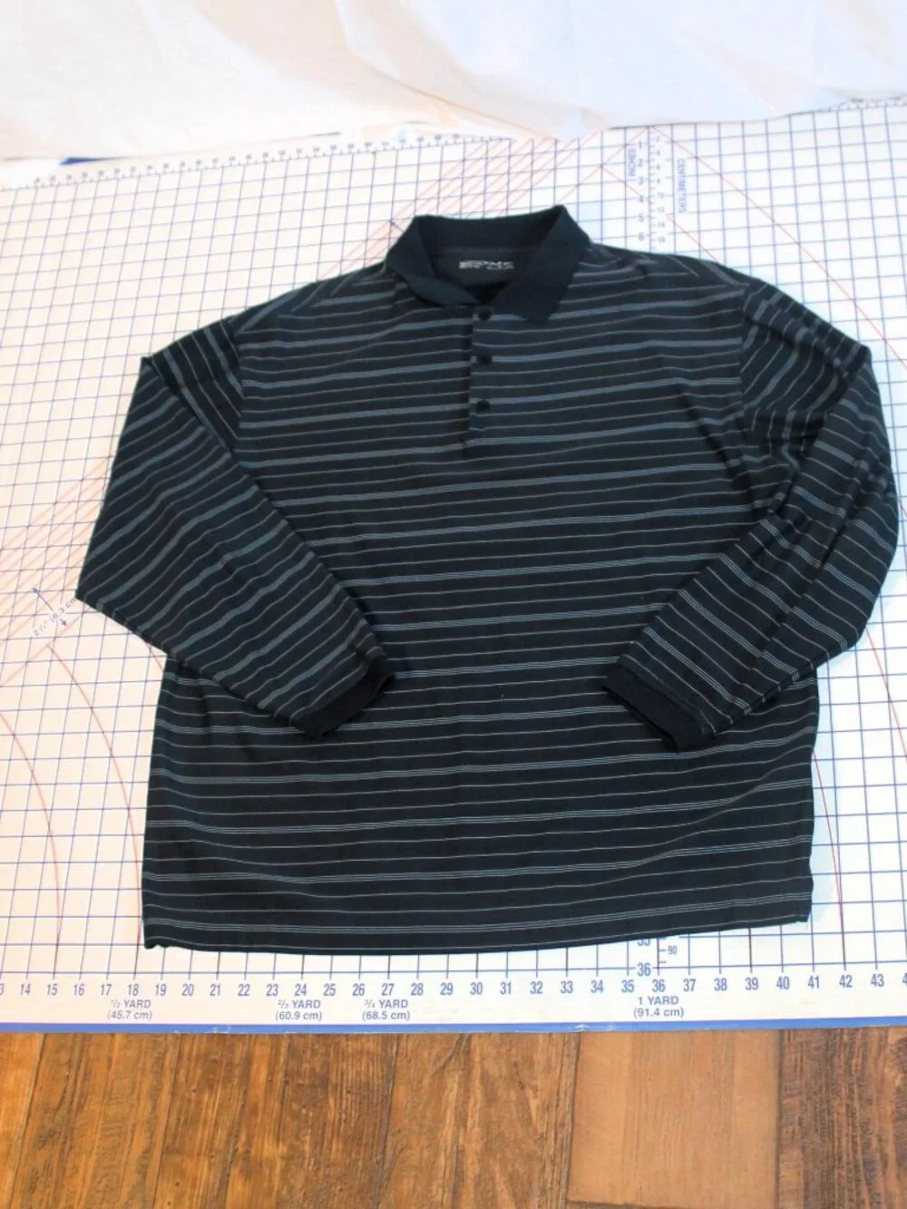 Nike Golf FitDry Long Sleeve Polo Navy Blue Stripes XL